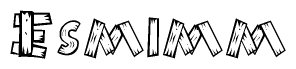 The clipart image shows the name Esmimm stylized to look as if it has been constructed out of wooden planks or logs. Each letter is designed to resemble pieces of wood.