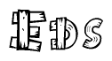 The clipart image shows the name Eds stylized to look like it is constructed out of separate wooden planks or boards, with each letter having wood grain and plank-like details.