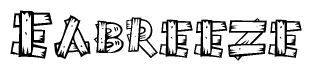 The image contains the name Eabreeze written in a decorative, stylized font with a hand-drawn appearance. The lines are made up of what appears to be planks of wood, which are nailed together