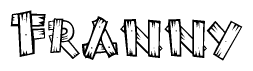 The clipart image shows the name Franny stylized to look like it is constructed out of separate wooden planks or boards, with each letter having wood grain and plank-like details.