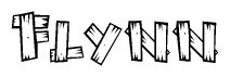 The clipart image shows the name Flynn stylized to look as if it has been constructed out of wooden planks or logs. Each letter is designed to resemble pieces of wood.