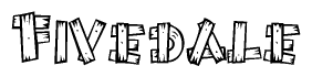 The image contains the name Fivedale written in a decorative, stylized font with a hand-drawn appearance. The lines are made up of what appears to be planks of wood, which are nailed together