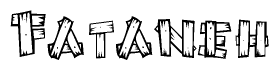 The clipart image shows the name Fataneh stylized to look like it is constructed out of separate wooden planks or boards, with each letter having wood grain and plank-like details.
