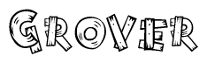 The image contains the name Grover written in a decorative, stylized font with a hand-drawn appearance. The lines are made up of what appears to be planks of wood, which are nailed together