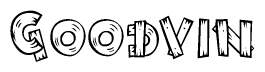 The clipart image shows the name Goodvin stylized to look like it is constructed out of separate wooden planks or boards, with each letter having wood grain and plank-like details.
