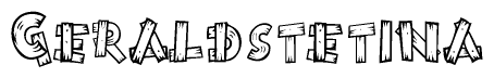 The clipart image shows the name Geraldstetina stylized to look as if it has been constructed out of wooden planks or logs. Each letter is designed to resemble pieces of wood.