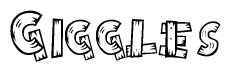 The clipart image shows the name Giggles stylized to look like it is constructed out of separate wooden planks or boards, with each letter having wood grain and plank-like details.
