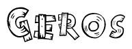 The clipart image shows the name Geros stylized to look as if it has been constructed out of wooden planks or logs. Each letter is designed to resemble pieces of wood.
