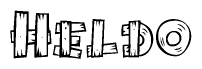 The clipart image shows the name Heldo stylized to look like it is constructed out of separate wooden planks or boards, with each letter having wood grain and plank-like details.