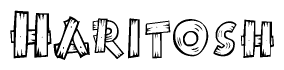 The clipart image shows the name Haritosh stylized to look like it is constructed out of separate wooden planks or boards, with each letter having wood grain and plank-like details.