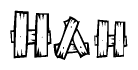 The clipart image shows the name Hah stylized to look as if it has been constructed out of wooden planks or logs. Each letter is designed to resemble pieces of wood.
