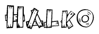 The clipart image shows the name Halko stylized to look like it is constructed out of separate wooden planks or boards, with each letter having wood grain and plank-like details.