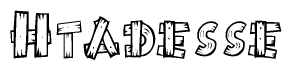 The clipart image shows the name Htadesse stylized to look like it is constructed out of separate wooden planks or boards, with each letter having wood grain and plank-like details.