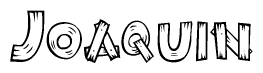 The clipart image shows the name Joaquin stylized to look as if it has been constructed out of wooden planks or logs. Each letter is designed to resemble pieces of wood.
