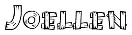 The clipart image shows the name Joellen stylized to look like it is constructed out of separate wooden planks or boards, with each letter having wood grain and plank-like details.