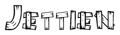 The clipart image shows the name Jettien stylized to look like it is constructed out of separate wooden planks or boards, with each letter having wood grain and plank-like details.