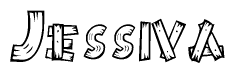 The clipart image shows the name Jessiva stylized to look like it is constructed out of separate wooden planks or boards, with each letter having wood grain and plank-like details.