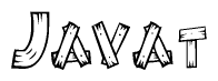 The image contains the name Javat written in a decorative, stylized font with a hand-drawn appearance. The lines are made up of what appears to be planks of wood, which are nailed together