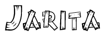 The clipart image shows the name Jarita stylized to look like it is constructed out of separate wooden planks or boards, with each letter having wood grain and plank-like details.
