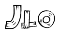 The clipart image shows the name Jlo stylized to look as if it has been constructed out of wooden planks or logs. Each letter is designed to resemble pieces of wood.