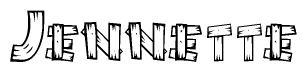 The clipart image shows the name Jennette stylized to look like it is constructed out of separate wooden planks or boards, with each letter having wood grain and plank-like details.