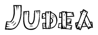 The clipart image shows the name Judea stylized to look like it is constructed out of separate wooden planks or boards, with each letter having wood grain and plank-like details.