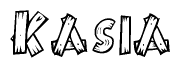 The clipart image shows the name Kasia stylized to look as if it has been constructed out of wooden planks or logs. Each letter is designed to resemble pieces of wood.