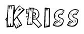 The clipart image shows the name Kriss stylized to look as if it has been constructed out of wooden planks or logs. Each letter is designed to resemble pieces of wood.