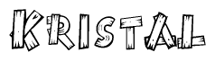 The clipart image shows the name Kristal stylized to look like it is constructed out of separate wooden planks or boards, with each letter having wood grain and plank-like details.
