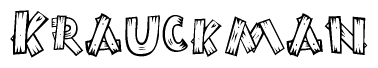 The clipart image shows the name Krauckman stylized to look like it is constructed out of separate wooden planks or boards, with each letter having wood grain and plank-like details.
