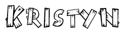 The clipart image shows the name Kristyn stylized to look like it is constructed out of separate wooden planks or boards, with each letter having wood grain and plank-like details.