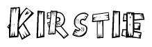 The image contains the name Kirstie written in a decorative, stylized font with a hand-drawn appearance. The lines are made up of what appears to be planks of wood, which are nailed together