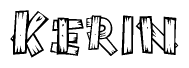 The clipart image shows the name Kerin stylized to look as if it has been constructed out of wooden planks or logs. Each letter is designed to resemble pieces of wood.