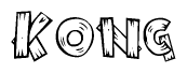The image contains the name Kong written in a decorative, stylized font with a hand-drawn appearance. The lines are made up of what appears to be planks of wood, which are nailed together
