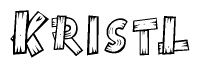 The clipart image shows the name Kristl stylized to look like it is constructed out of separate wooden planks or boards, with each letter having wood grain and plank-like details.