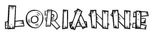The clipart image shows the name Lorianne stylized to look like it is constructed out of separate wooden planks or boards, with each letter having wood grain and plank-like details.