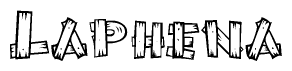 The clipart image shows the name Laphena stylized to look like it is constructed out of separate wooden planks or boards, with each letter having wood grain and plank-like details.