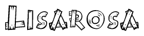The image contains the name Lisarosa written in a decorative, stylized font with a hand-drawn appearance. The lines are made up of what appears to be planks of wood, which are nailed together
