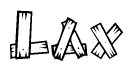 The clipart image shows the name Lax stylized to look like it is constructed out of separate wooden planks or boards, with each letter having wood grain and plank-like details.
