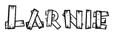 The clipart image shows the name Larnie stylized to look like it is constructed out of separate wooden planks or boards, with each letter having wood grain and plank-like details.
