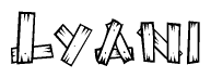 The clipart image shows the name Lyani stylized to look like it is constructed out of separate wooden planks or boards, with each letter having wood grain and plank-like details.
