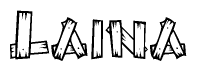 The clipart image shows the name Laina stylized to look like it is constructed out of separate wooden planks or boards, with each letter having wood grain and plank-like details.