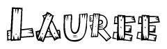The clipart image shows the name Lauree stylized to look as if it has been constructed out of wooden planks or logs. Each letter is designed to resemble pieces of wood.