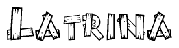 The clipart image shows the name Latrina stylized to look like it is constructed out of separate wooden planks or boards, with each letter having wood grain and plank-like details.