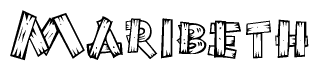 The clipart image shows the name Maribeth stylized to look like it is constructed out of separate wooden planks or boards, with each letter having wood grain and plank-like details.