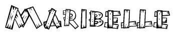 The clipart image shows the name Maribelle stylized to look as if it has been constructed out of wooden planks or logs. Each letter is designed to resemble pieces of wood.
