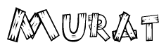 The clipart image shows the name Murat stylized to look like it is constructed out of separate wooden planks or boards, with each letter having wood grain and plank-like details.