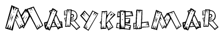 The clipart image shows the name Marykelmar stylized to look as if it has been constructed out of wooden planks or logs. Each letter is designed to resemble pieces of wood.