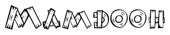 The clipart image shows the name Mamdooh stylized to look like it is constructed out of separate wooden planks or boards, with each letter having wood grain and plank-like details.