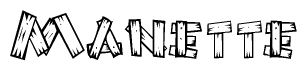 The clipart image shows the name Manette stylized to look like it is constructed out of separate wooden planks or boards, with each letter having wood grain and plank-like details.